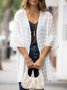 Wrap Loose Casual Ruffled Sleeves Plain Kimono