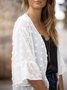 Wrap Loose Casual Ruffled Sleeves Plain Kimono