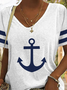 Women Sea Casual V Neck Anchor T-Shirt
