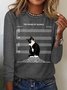 Women's Long Sleeve Blouse Spring/Fall Text Letters Cotton-Blend Crew Neck Daily Going Out Casual Top
