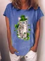 Women's Cat Short Sleeve Tee T-shirt Crew Neck Casual Summer Top
