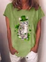 Women's Cat Short Sleeve Tee T-shirt Crew Neck Casual Summer Top