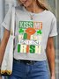 Women's Shamrock Short Sleeve Tee T-shirt Crew Neck Casual Summer Top