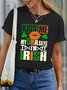 Women's Shamrock Short Sleeve Tee T-shirt Crew Neck Casual Summer Top