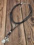 Ethnic Geometric Pattern Pendant Leather Layered Necklace Vintage Western Jewelry