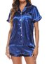 Cardigan Lapel Short Sleeve Shorts Pajamas Loose Casual Homewear Set