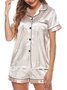 Cardigan Lapel Short Sleeve Shorts Pajamas Loose Casual Homewear Set
