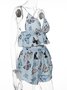 Sexy Deep V Butterfly Print Pajamas Camisole Shorts Casual Homewear Set