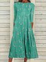 Women's A Line Dress Midi Dress Blue Half Sleeve Floral Ruched Print Spring Summer Crew Neck Casual Modern