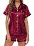 Cardigan Lapel Short Sleeve Shorts Pajamas Loose Casual Homewear Set
