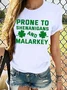 JFN Women's Prone to Shenanigans and Malarkey St Patricks Day Casual Cotton T-Shirt
