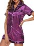 Cardigan Lapel Short Sleeve Shorts Pajamas Loose Casual Homewear Set