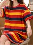 Cute Printed Loose Round Neck Short Sleeve Homewear Nightdress