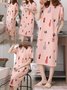 Cute Printed Loose Round Neck Short Sleeve Homewear Nightdress