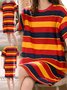 Cute Printed Loose Round Neck Short Sleeve Homewear Nightdress