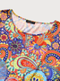 Floral Crew Neck Casual Short Sleeve Women Dress