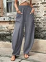 JFN Cotton & Linen Plain Casual Casual Pants