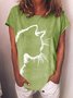 Women's Cat Print Crew Neck Short Sleeve T-shirt