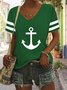 Women Sea Casual V Neck Anchor T-Shirt