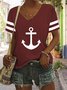 Women Sea Casual V Neck Anchor T-Shirt