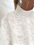 Women's Cotton Linen Lace Lapel Button Down Short Sleeve Shirt