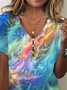 V Neck Loose Abstract Casual T-Shirt