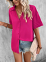 Casual Loose Shirt Collar Plain Blouse