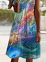 Loose Ombre Casual V Neck Dress