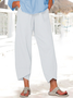 JFN Cotton & Linen Solid Casual Pants