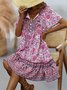 Floral Boho V Neck lightweight Smock Dress