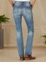 Tight Boho Floral Washing Process Jeans