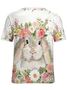 Women's Floral Short Sleeve Tee T-shirt Crew Neck Simple Summer Top
