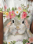 Women's Floral Short Sleeve Tee T-shirt Crew Neck Simple Summer Top