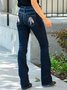 Feather Pattern Floral Denim Loose Casual Jeans