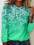 Women's Giltter Bling Print Crew Neck Casual Blouse