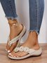 JFN Vintage Floral Casual Wedge Flip-Flops