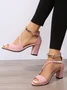 Beads Decor Chunky Heel Ankle Strap Sandals