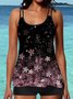 Floral Scoop Neck Printing Vacation Tankini