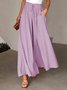 JFN Loose Plain Casual Elastic Band Flare Leg Pants