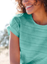 Crew Neck Casual Loose Textured Pattern Shirt