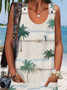 Crew Neck Coconut Tree Loose Vacation Dress