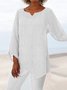 Cotton Linen Shirts for Women Asymmetric Hem Loose Fit Long Sleeve Tunic Top