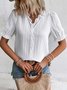 V Neck Plain Lace Elegant Blouse