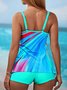 Abstract Scoop Neck Casual Tankini