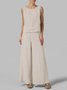 Loose Linen Plain Cotton And Linen Two-Piece Set