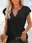 Women's Eyelet Tops V Neck Vacation Plain Skin-friendly and Breathable Shirt