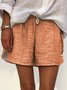 JFN Cotton & Linen Elastic Waist Summer Shorts Shorts