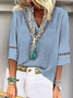 V Neck Cotton And Linen Linen Shirt