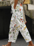 JFN Pants Floral Drawstring Waist Slant Pockets Lightweight Slacks