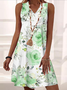 Vacation Floral V Neck Knitted Dress